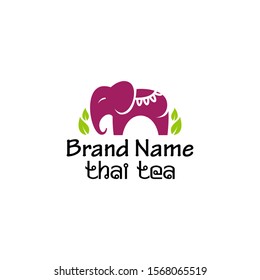Elephant Thai Tea Logo Design Vector