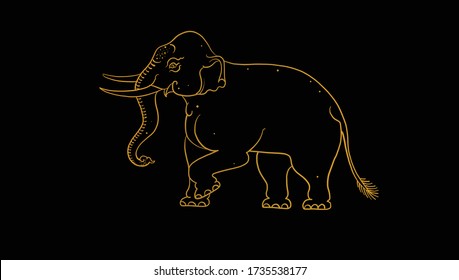 elephant in Thai traditional painting vector