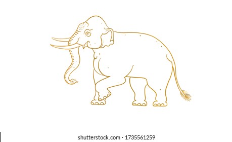 elephant in Thai traditional painting vector