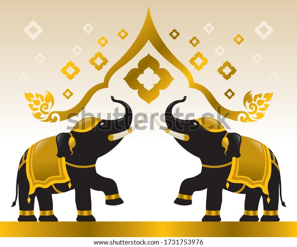 Elephant Thailand Vector Silhouette Gold Color Stock Vector (Royalty ...