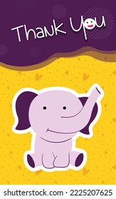 Elephant thank you card concept vector illustration.