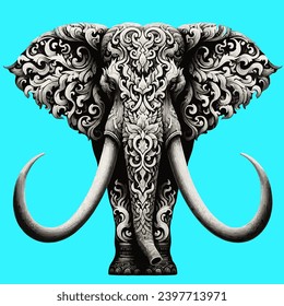 elephant that uses the delicacy of Thai patterns. It fits seamlessly into a realistic shape. white background