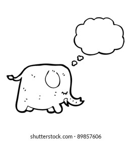 elefante con la caricatura de la burbuja del pensamiento