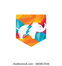 Elephant thunder vector logo design.  Power elephant logo concept.