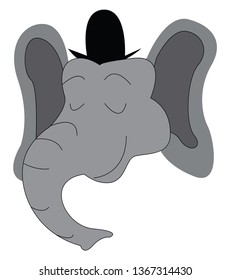 Elephant with top hat vector or color illustration