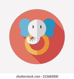 elephant toy flat icon with long shadow,eps10