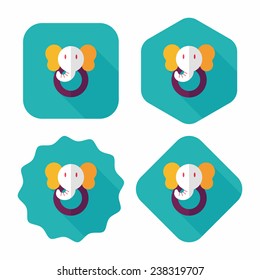 elephant toy flat icon with long shadow,eps10