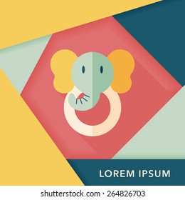 elephant toy flat icon with long shadow,eps10