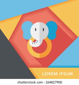 elephant toy flat icon with long shadow,eps10