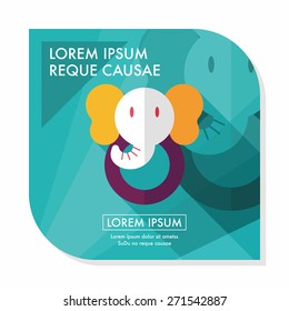 elephant toy flat icon with long shadow,eps10