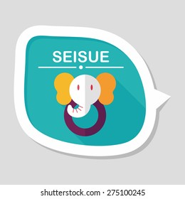 elephant toy flat icon with long shadow,eps10