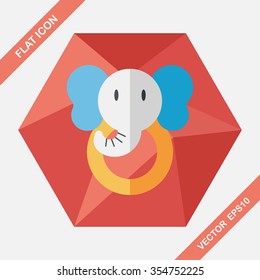 elephant toy flat icon with long shadow,eps10