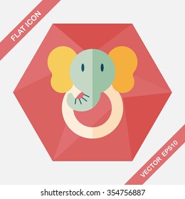 elephant toy flat icon with long shadow,eps10