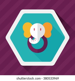 elephant toy flat icon with long shadow,eps10