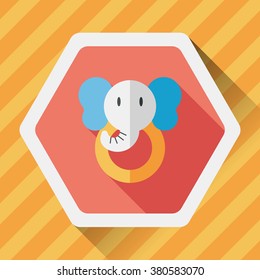 elephant toy flat icon with long shadow,eps10