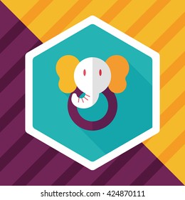 elephant toy flat icon with long shadow,eps10