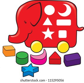 elephant toy with some different shapes
