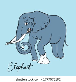 elefante atrapado en la ilustración del vector pegamento