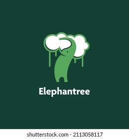 Elephant Tree Logo abstract silhouette design vector template. Mammoth Logotype concept icon