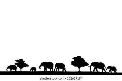 Elephant tree silhouette
