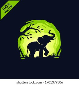 Elephant with tree and sky background