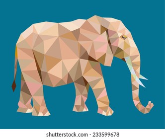 Elephant triangle low polygon style. Nice, colorful and clean vector. Good use for your symbol, mascot, website icon, avatar, sticker, or any design you want. Easy to use. 