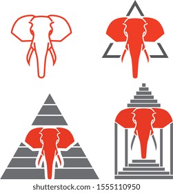 elephant triangle traditional logo style
