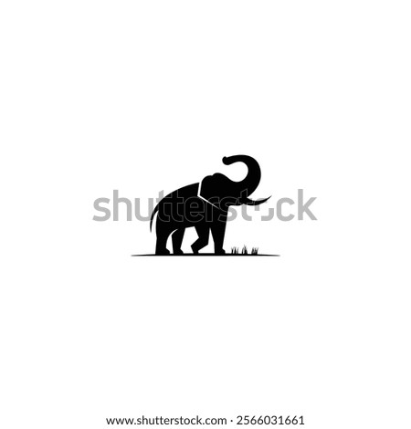 Elephant with its trunk up icon vector graphics