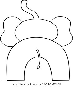 Elephant with a trunk and large ears turned back. Vector graphics