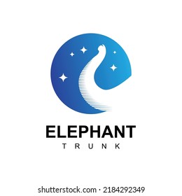 Plantilla De Diseño Del Logotipo Elephant Trunk Con Luna Y Estrellas.