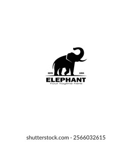 Elephant with its trunk up logo vector graphics