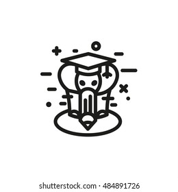 Elephant trunk with a pencil instead of an abstract stylized logo for education art