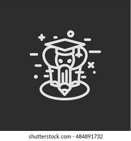 Elephant trunk with a pencil instead of an abstract stylized logo for education art