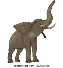 Elephant with trunk raised. Vector illustration in low poly style