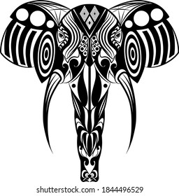 Elephant with tusk  with the doodle zentangle