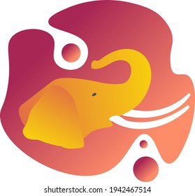 elephant with tusks on a gradient background for an icon or logo