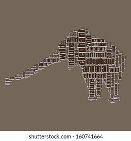 elephant typography 3d text word art elephant vector illustration word cloud 