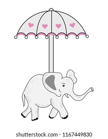 Elephant & Umbrella Illustration
