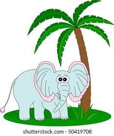Elephant under the palm