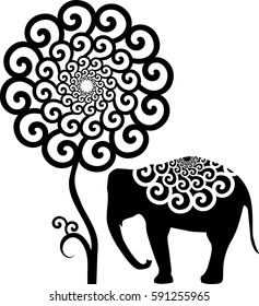 Elephant under the tree