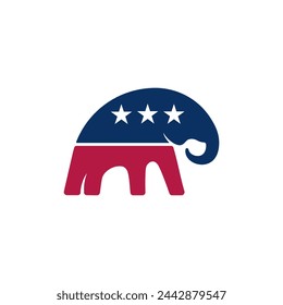 elephant usa flag icon flat on white background