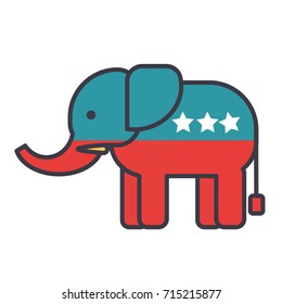 Elephant, usa, republican party flat line illustration, concept vector isolated icon 