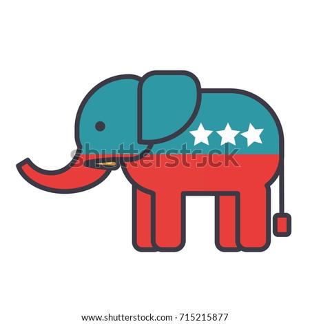 Elephant, usa, republican party flat line illustration, concept vector isolated icon 