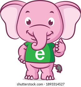 The elephant using the green alphabet shirt with the thumb of illustration