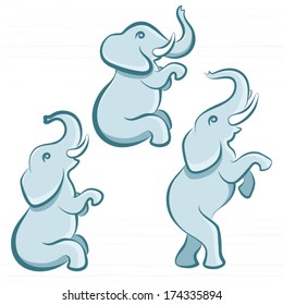 Elephant in various poses / Solid fill illustration in EPS 8 format