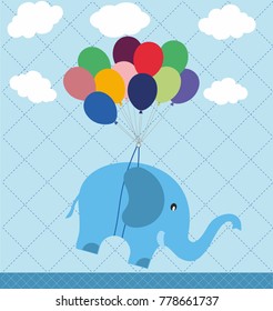 Elephant vector background - Elephant flying with balloons