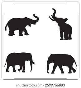 
Elephant vector black silhouette set, big collection of Elephant silhouette.