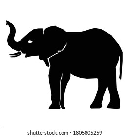 Un elefante vectorial de silueta blanca y negra