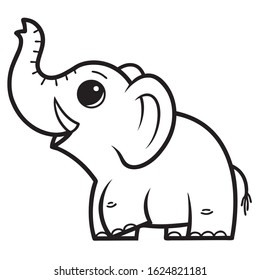 Elephant vector cartoon. Coloring book for kids
