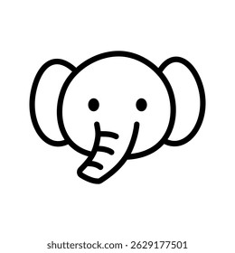 Elephant vector cartoon in line icon style, isolated on white. Great for jungle, zoo, and educational animal content.